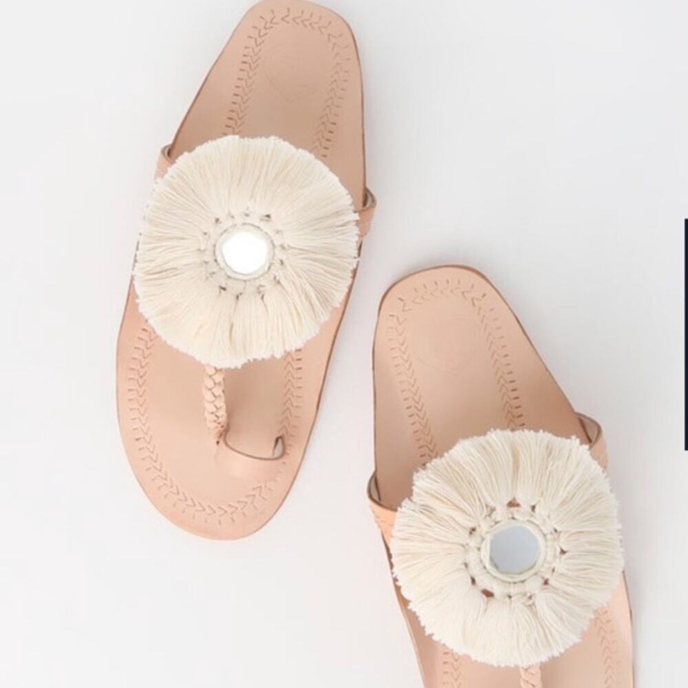 Z&L Espansa White Fringe Mirror Leather Sandals
